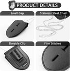 1 Pack Sheriff Badge Shield Holder with Faux Leather Wrapped Heavy Duty Steel Belt Clip with Stainless Steel Necklace, Universal, Black, Deputy Badge Holder, 8x3 inch (1 Pack)
