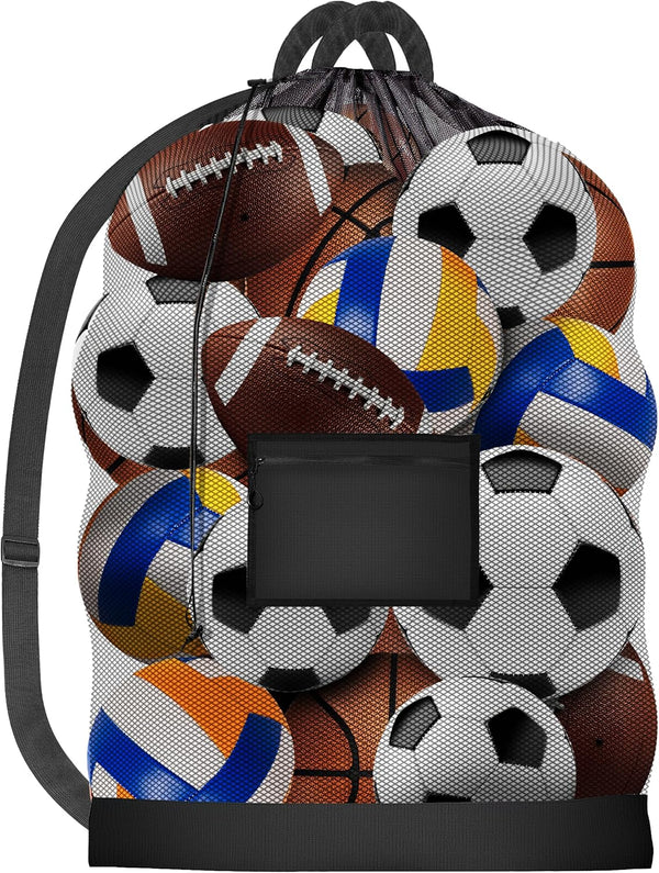 Large Capacity Sports Equipment Mesh Ball Bag with Adjustable Strap