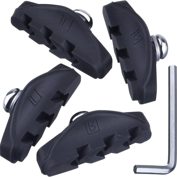 2 Pairs (4 Pieces) Bike Brake Pads, Rubber V-Brake Pads for Mountain & Road Bicycle,Quiet & Non-Skid Cycling Accessories for Enhanced Safety,50mm,Black