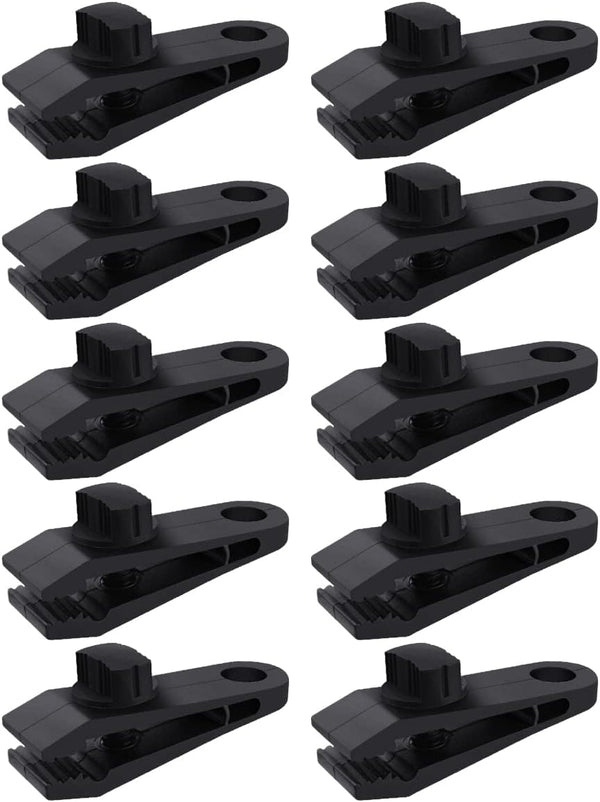 10 Pcs Heavy Duty Tarp Clips Shark Tent Fasteners Clips Holder for Car Covers, Outdoor Camping, Awnings, Swimming Pool Covers Black