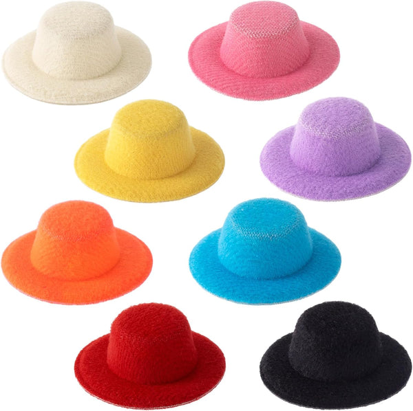 8pcs Mini Formal Top Hats, Miniature Small Hats for Crafts, 1.61in/41mm Small Decoration Accessories for Snowman Cake Party DIY Crafts- 8 Colors