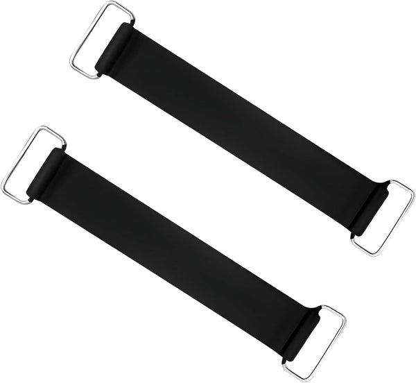 2 PCS Motorcycle Battery Strap, Elastic Rubber Battery Strap Fixed Holder Belt with Metal Buckles, Stretchable Tie Down Band Replacement for ATV Scooter Motorcycle Batteries