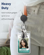 3 Pack Retractable Badge Reel with Swivel Alligator Clip Heavy Duty Retractable Keychain with Stainless Steel Spring Coil Strong ABS Casing with Waterproof Clear Badge Holder
