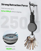 2 Pack Retractable Keychain, Retractable Key Holder, Heavy Duty Badge Reel for Keys and ID Card, Extendable Badge Holder Clip with Carabiner Paracord and Key Ring