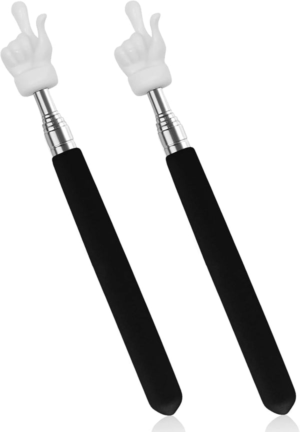 2Pcs Extendable Telescopic Teachers Hand or Finger Pointer - Black