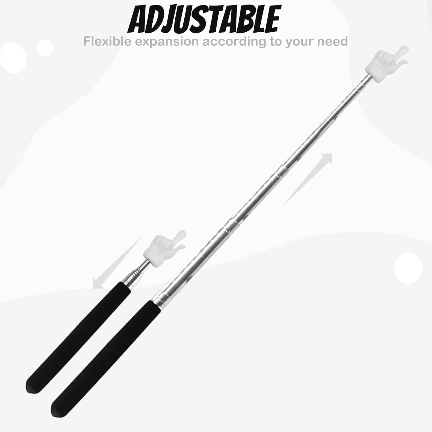 2Pcs Telescopic Teachers Pointer, Extendable Hand Pointer Finger Pointer Stick, Mini Retractable Classroom Pointer for Elementary School Kindergarten Teacher, Classroom Supplies (Black)