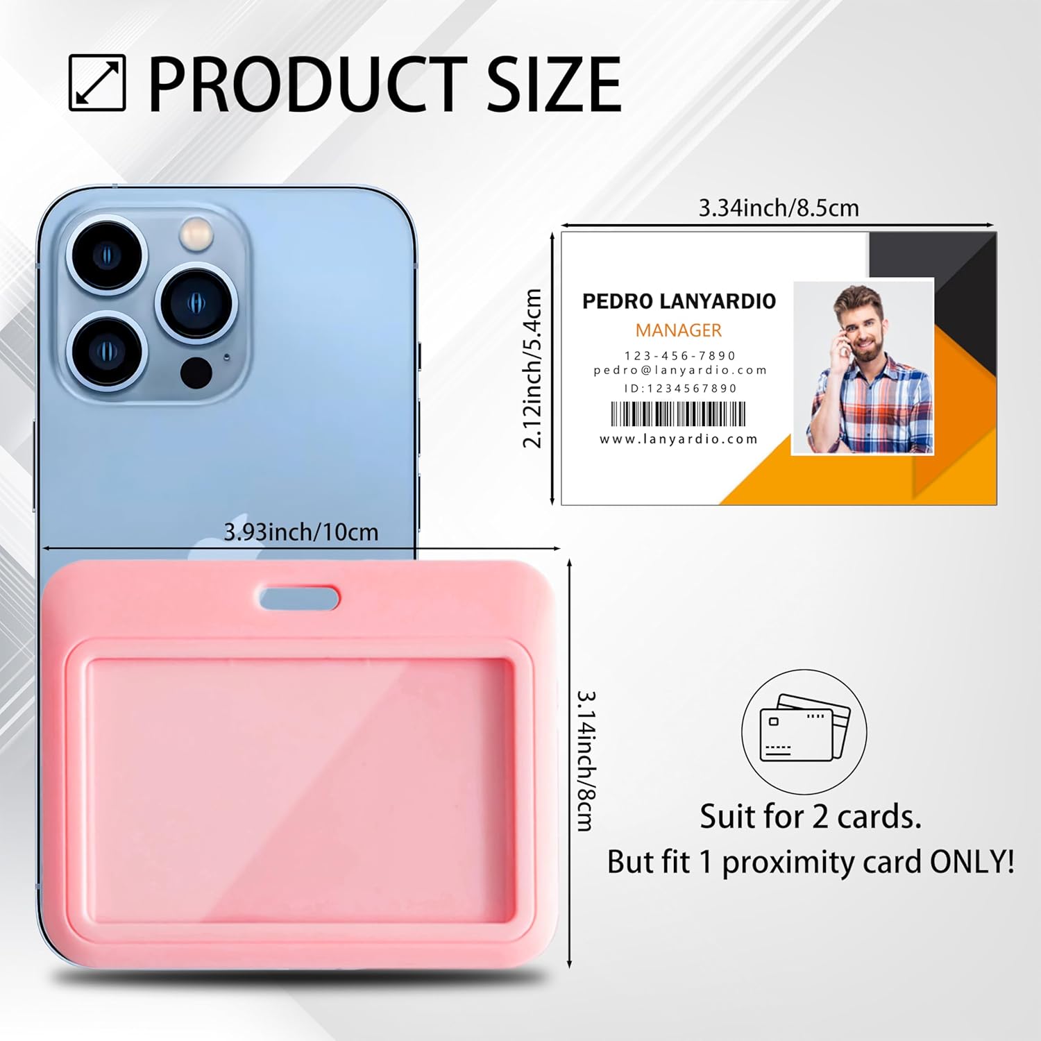 2 Pack ID Badge Holder, White and Pink ID Card Holder, Horizontal Sliding Plastic Key Card Holder for Office, School, Factory, Teachers & Students