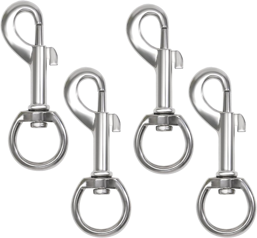 Flag Clips Flagpole Rope Hooks 4 Pcs Swivel Eye Bolt Snap Hooks, Stainless Steel Halyard Rope Clips for Dog Leash, Marine Boat & Diving