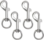Flag Clips Flagpole Rope Hooks 4 Pcs Swivel Eye Bolt Snap Hooks, Stainless Steel Halyard Rope Clips for Dog Leash, Marine Boat & Diving