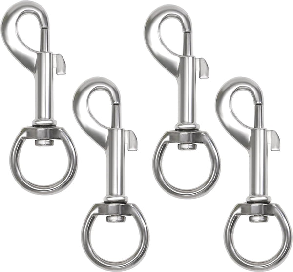 Flag Clips Flagpole Rope Hooks 4 Pcs Swivel Eye Bolt Snap Hooks, Stainless Steel Halyard Rope Clips for Dog Leash, Marine Boat & Diving