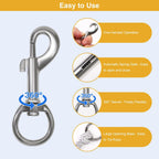 Flag Clips Flagpole Rope Hooks 4 Pcs Swivel Eye Bolt Snap Hooks, Stainless Steel Halyard Rope Clips for Dog Leash, Marine Boat & Diving