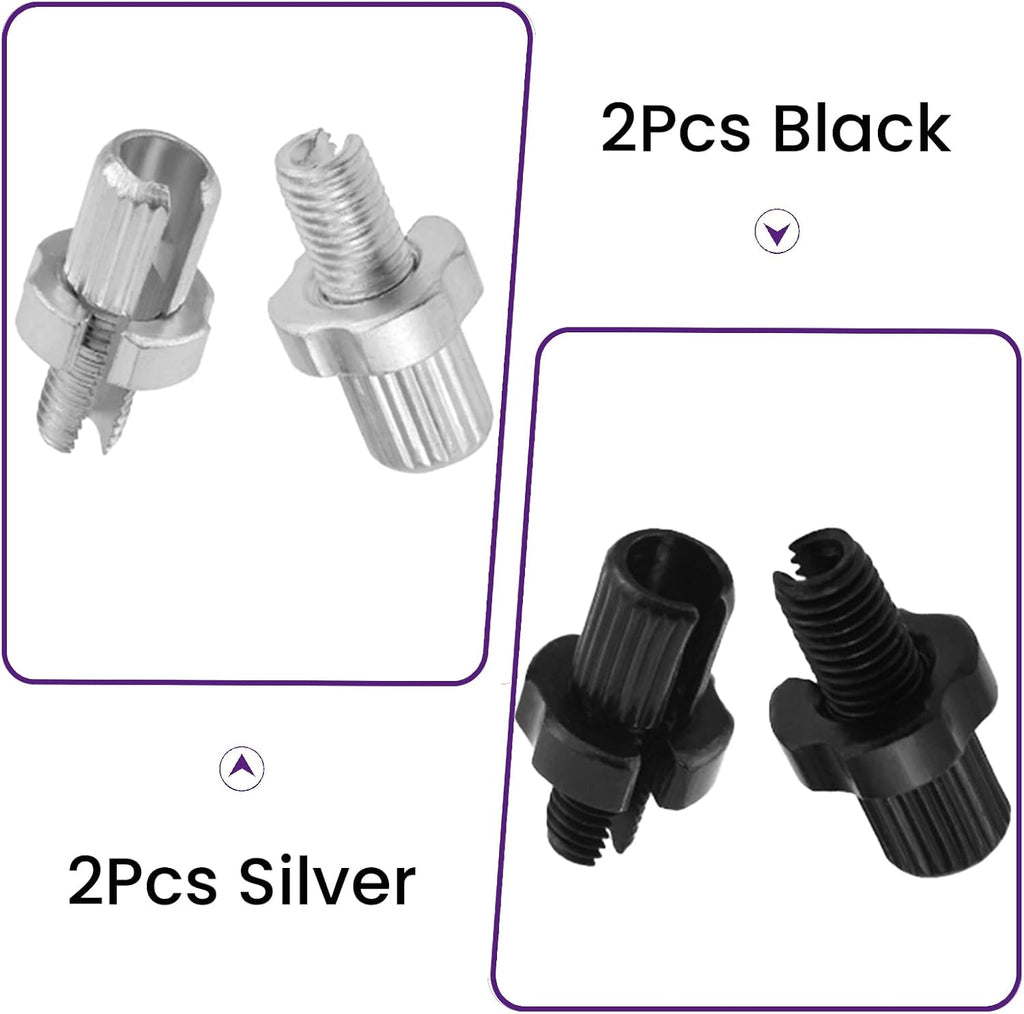 4Pcs M7 Brake Lever Adjuster Screws, Black/Silver Bicycle Adjusting Screws, 7mm Aluminum Alloy Bike Brake Cable Bolt for Bicycles Mountain Bikes Road Bikes