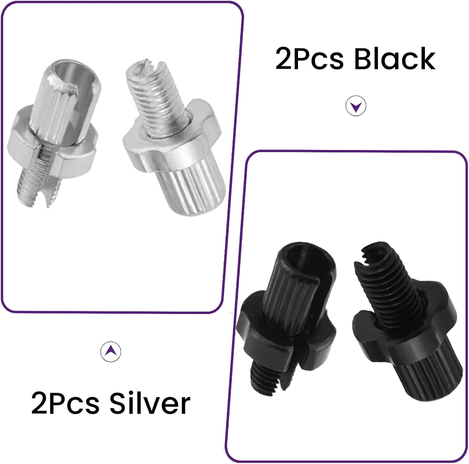 4Pcs M7 Brake Lever Adjuster Screws, Black/Silver Bicycle Adjusting Screws, 7mm Aluminum Alloy Bike Brake Cable Bolt for Bicycles Mountain Bikes Road Bikes