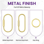 Brass Screw Lock Keychain Holder, 3 Sizes Key Ring Gold Carabiner Clip for Hanging Crafts and Various Keys