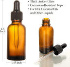 4 Pack, 2 oz Bottles with Dropper & 1 Funnel & 4 Labels - Essential Oils Bottles for Health, Personal Care & Beauty - 60ml Thick Dark Amber Glass Tincture Bottles, Refillable Cosmetic Containers
