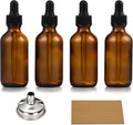 4 Pack, 1 oz Thick Dark Amber Glass Dropper Bottles with 1 Funnels & 4 Labels - 30ml Tincture Bottles with Eye Dropper - Leakproof Essential Oils Bottle - Storage and Travel for Beauty or Health