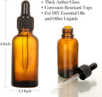 4 Pack, 1 oz Thick Dark Amber Glass Dropper Bottles with 1 Funnels & 4 Labels - 30ml Tincture Bottles with Eye Dropper - Leakproof Essential Oils Bottle - Storage and Travel for Beauty or Health