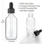 4 Pcs, 2 oz Clear Eye Dropper Bottles with 1 Stainless Steel Funnels & 4 Labels - Black Caps 60ml Thick Glass Tincture Bottles - Leakproof Essential Oils Bottles for Health, Personal Care & Beauty