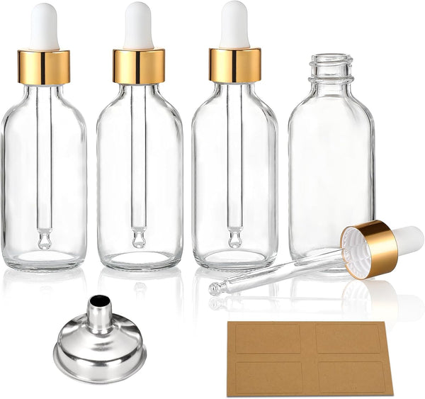 Clear Glass Dropper Bottle Set (4-Piece 30ml)