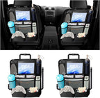 2PCS Car Backseat Organizer, Automotive Kick Mats Back Seat Protector for Kids, Vehicle Storage Organizer with 9 Pockets & Touch Screen Tablet Holder, Auto Travel Accessories for Truck SUV (Black)