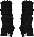 Black Arm Warmers Women Winter Long Black Cotton Fingerless Gloves Knit Mitten Elbow Length Gloves with Thumb Hole, Warm and Comfortable (Cotton)