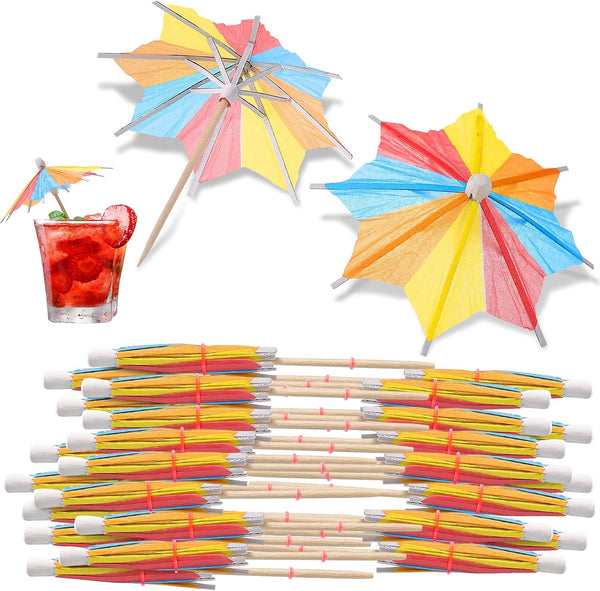 40 Pieces Drink Umbrellas Cocktail Accessories Colorful Tropical Tree Paper Umbrellas Drink Picks Bamboo Toothpicks Handmade for Bar Hawaii Party Decoration Christmas Party Favors(Classic Colors)