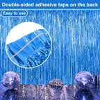 2 Pack Blue Backdrop Streamers Party Decorations Tinsel Fringe Backdrop Ocean Themed Decorations Foil Curtain Blue Birthday Ocean Party Decor Supplies