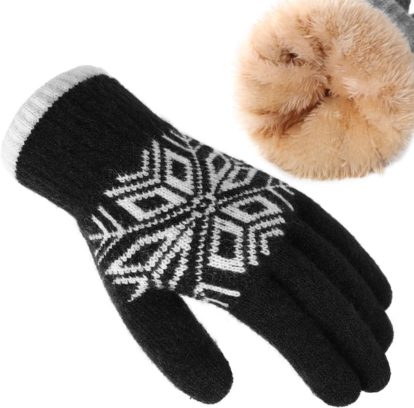 Winter Gloves for Women & Men Wool Winter Gloves Warm Thicken Fleece Touch Screen Glove for Cold Weather