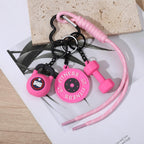 Fitness Keychain for Women,Dumbbell Gym Bag Charm,PVC Workout Keychain Accessory for Gym Lovers (Black)