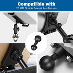 20mm to 20mm Ball Mount Arm, Black Aluminum Alloy Ball Adapter Double Balls Mount Extension Connector for Secure Attachment for Mounting Arm with 20 mm Connections Compatible with 20 mm Mounting Arms