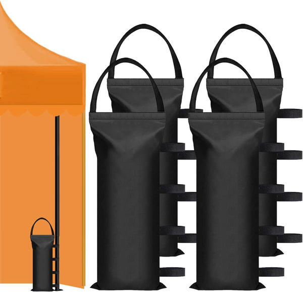100 LBS Canopy Weights Sand Bags for Canopy Outdoor Advertising Tent Sunshade Fixed Windproof Pop up Canopy Tent（No Sand Black (4-Pack)