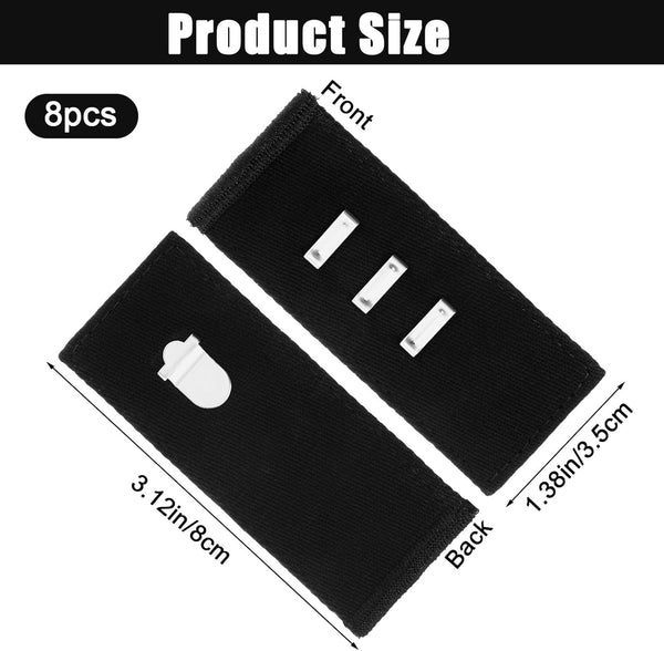 Xinjoduz 8 pcs Black Hook Waist Band Extenders, Pants Waist Extenders with Metal Hook Adjustable Waistband Extender for Men Women, Pants, Jeans, Skirts, Trousers Fasteners