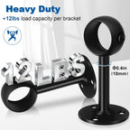 Curtain Rod Brackets, Ceiling Heavy Duty Holders, Black 4 Pack Hooks Hangers for 1 1/4-Inch Drape Poles