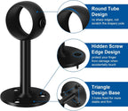 Curtain Rod Brackets, Ceiling Heavy Duty Holders, Black 4 Pack Hooks Hangers for 1 1/4-Inch Drape Poles