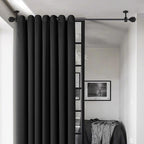 Curtain Rod Brackets, Ceiling Heavy Duty Holders, Black 4 Pack Hooks Hangers for 1 1/4-Inch Drape Poles