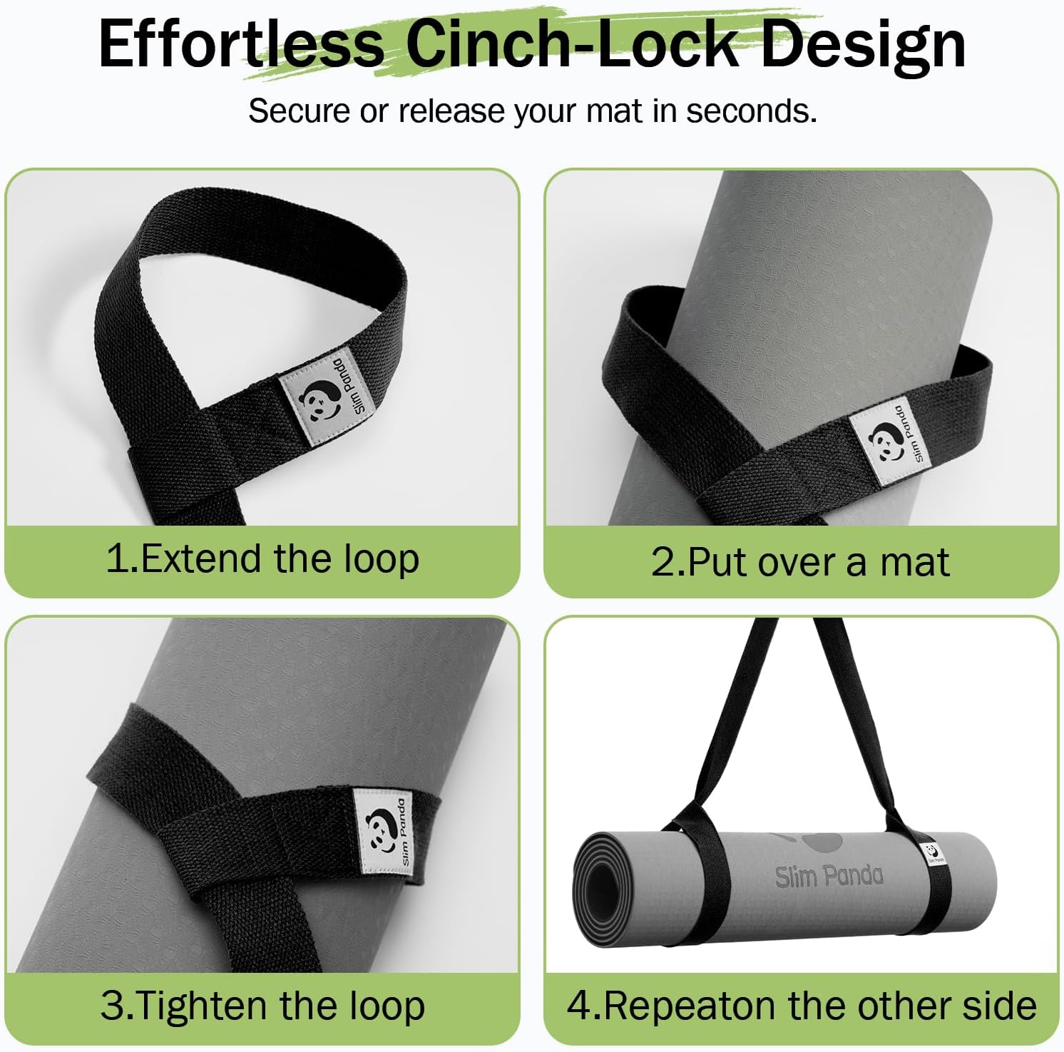 Yoga Mat Straps for Carrying, Adjustable Yoga Mat Carrier Sling Fits All Mats(Mat Not Included)