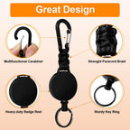 Retractable Keychain 3 Pack Heavy Duty Carabiner Badge Holder Badge Reel ID Holder with Steel Cord Extendable Key Ring