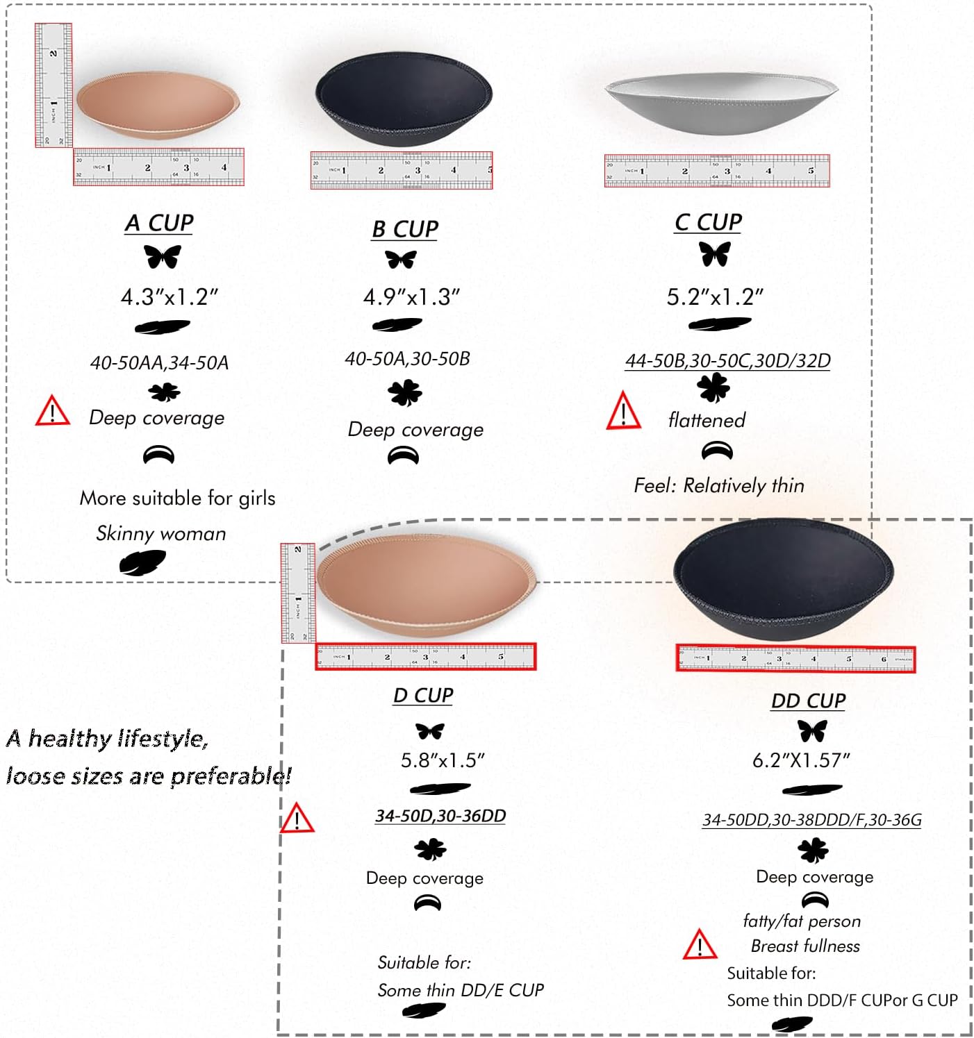 3 Pairs Round Seam Women's Removable Sports Yoga Bra pad, Bikini Top Bra Pads Insert
