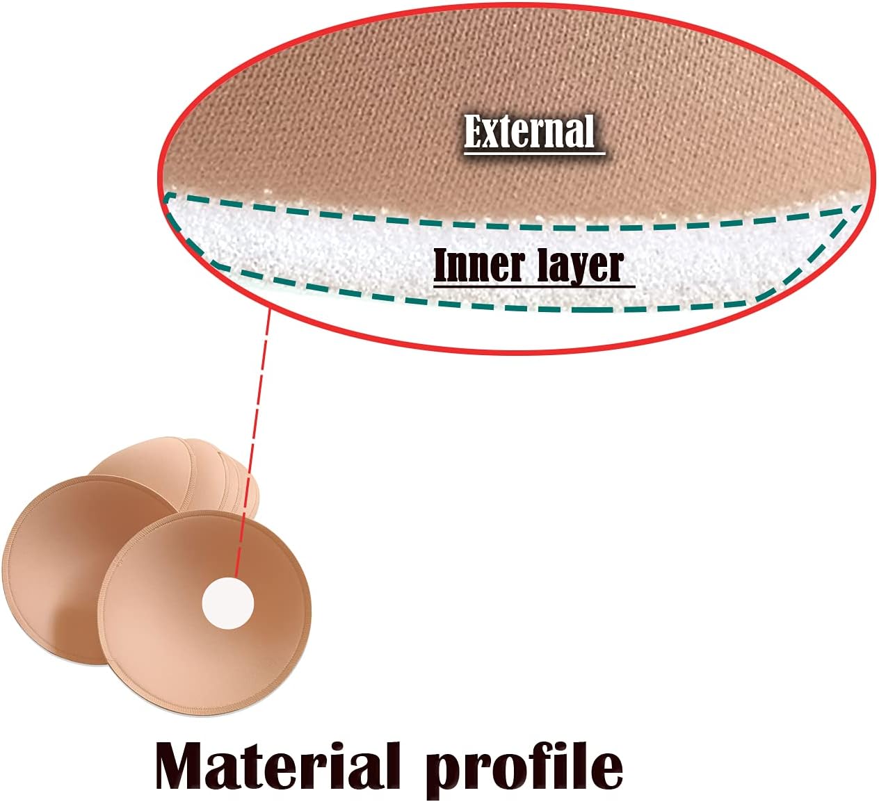 3 Pairs Round Seam Women's Removable Sports Yoga Bra pad, Bikini Top Bra Pads Insert
