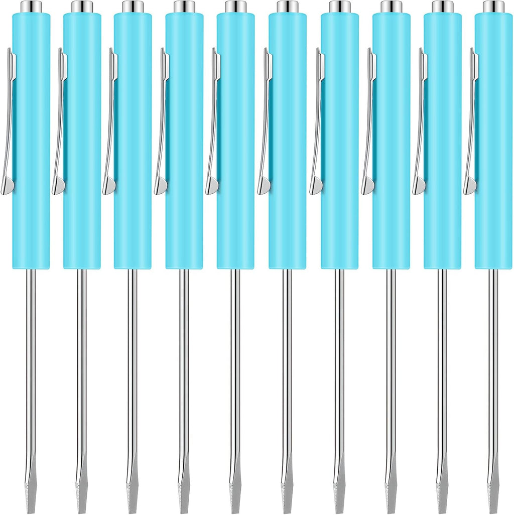 10 Pieces Pocket Screwdriver Mini Tops and Pocket Clips Magnetic Slotted Small Screw Driver with a Single Blade Head for Mechanical, Electrician(Light Blue)