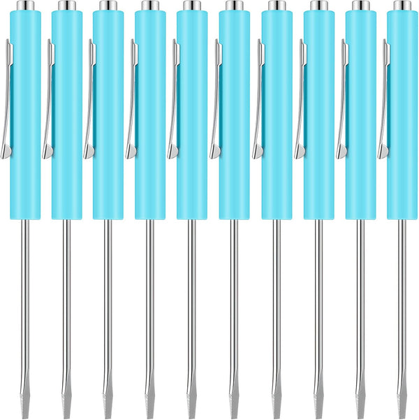 10 Pieces Pocket Screwdriver Mini Tops and Pocket Clips Magnetic Slotted Small Screw Driver with a Single Blade Head for Mechanical, Electrician(Light Blue)
