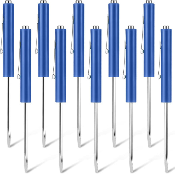 10 Pieces Pocket Screwdriver Mini Tops and Pocket Clips Magnetic Slotted Small Screw Driver with a Single Blade Head for Mechanical, Electrician(Blue)