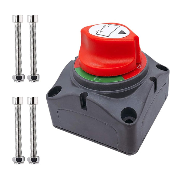 Battery Disconnect Switch 12V - 48V, Marine Battery Switch Disconnect Power Cut Shut Off for Car, Vehicle, RV and Boat (On/Off)