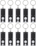 10 Pack Mini LED Keychain Flashlight 12 Lumen Portable Ultra Bright Light Battery Powered Flat Black Torch for EDC Outdoor Camping Hiking and Emergency Lighting (Batteries Included)