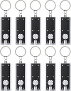 10 Pack Mini LED Keychain Flashlight 12 Lumen Portable Ultra Bright Light Battery Powered Flat Black Torch for EDC Outdoor Camping Hiking and Emergency Lighting (Batteries Included)