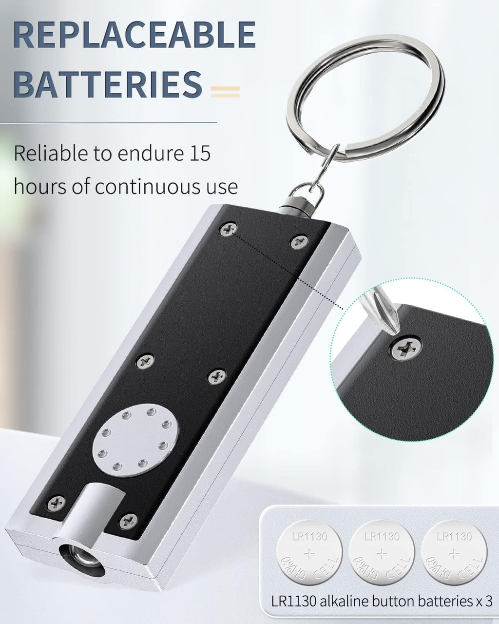 10 Pack Mini LED Keychain Flashlight 12 Lumen Portable Ultra Bright Light Battery Powered Flat Black Torch for EDC Outdoor Camping Hiking and Emergency Lighting (Batteries Included)