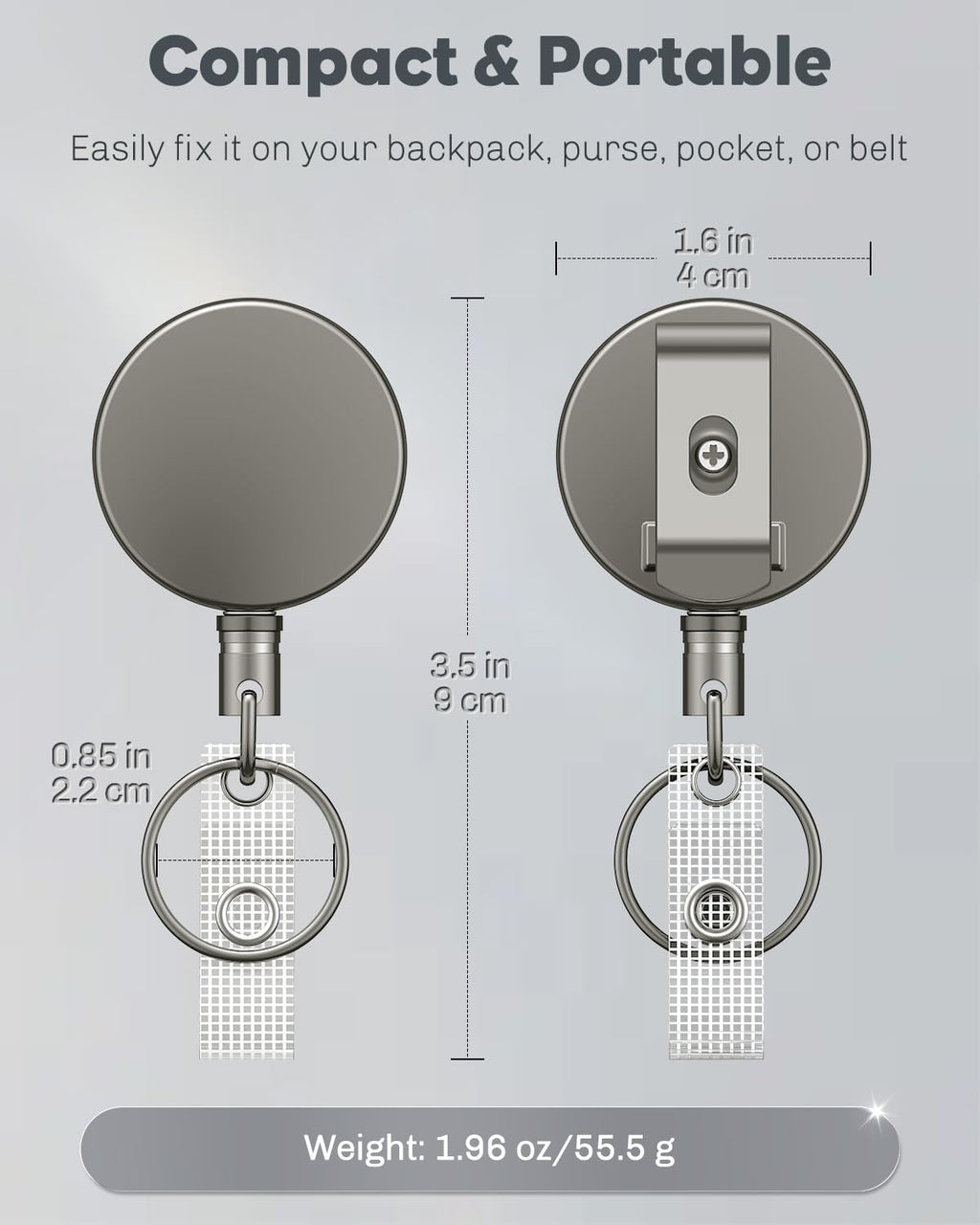 3 Pack ID Badge Holder Vertical with Double-Sided Windows and 2 Pack Metal Retractable Keychain Heavy Duty Metal Retractable Badge Reel