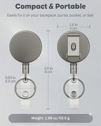 3 Pack ID Badge Holder Horizontal with Double-Sided Windows and 2 Pack Metal Retractable Keychain Heavy Duty Metal Retractable Badge Reel