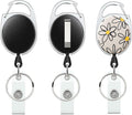 3 Pack Retractable Badge Reel for Badge Holder Heavy Duty Retractable Keychain Strong ABS Casing with Stainless Steel Spring Coil 24 Inch Nylon Rope Carabiner Clip and Key Ring