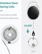 3 Pack Retractable Badge Reel for Badge Holder Heavy Duty Retractable Keychain Strong ABS Casing with Stainless Steel Spring Coil 24 Inch Nylon Rope Carabiner Clip and Key Ring